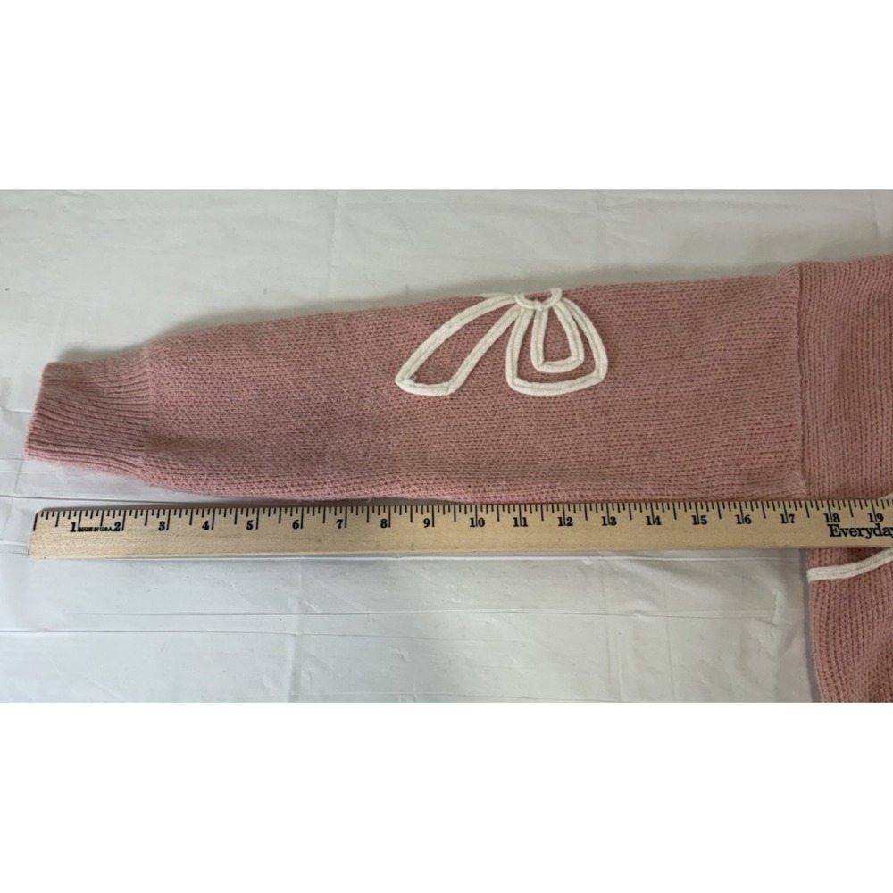 Luna & Ivy Women's Pink Sweater with White Bow Accents Size Small S - Picture 8 of 8